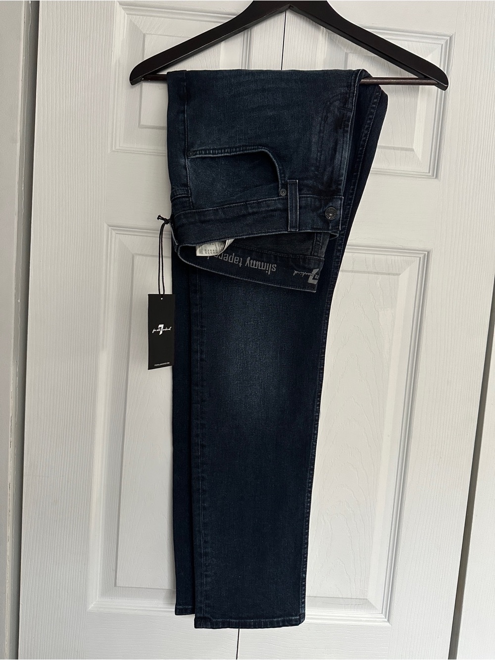 7 For All Mankind Men’s Slim Straight Jeans in Dark Indigo